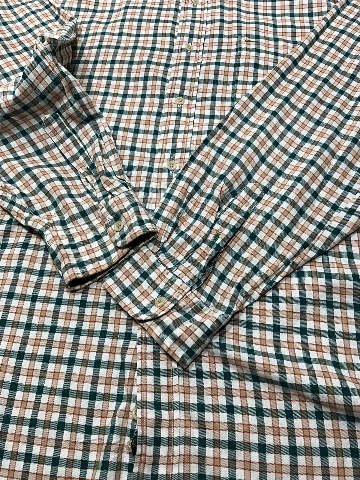 Chemise Tommy Hilfiger XL Vintage 100% Coton Carreaux Vert Beige – photo 3